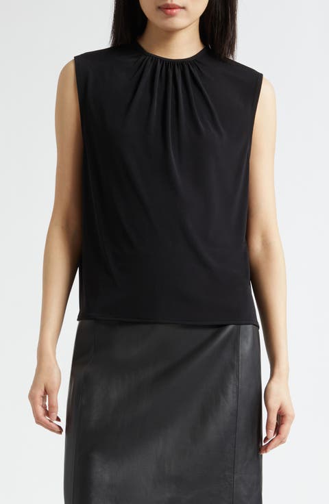 Gathered Jewel Neck Top