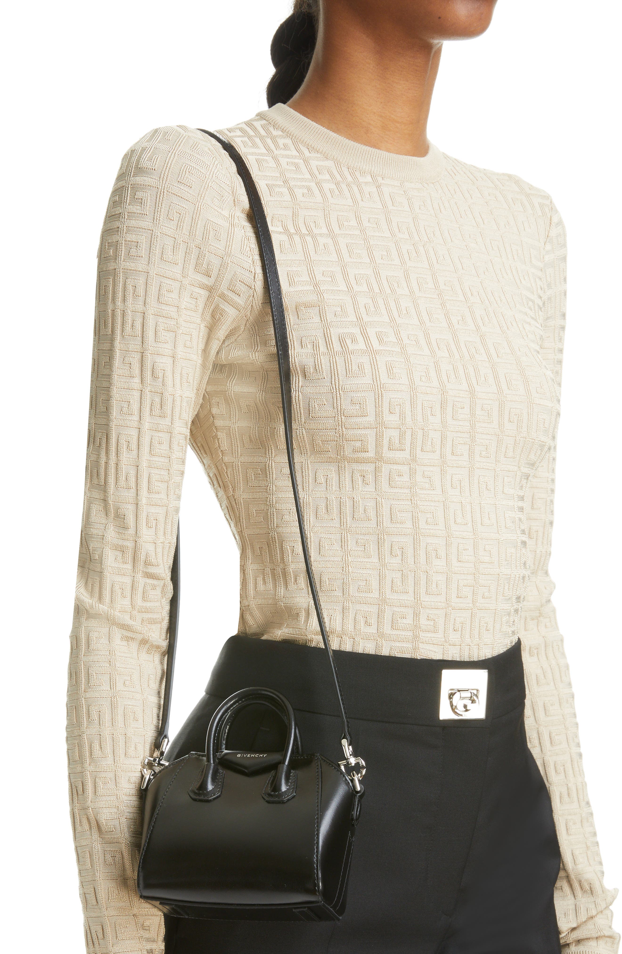 Givenchy Micro Antigona Leather Satchel, Alternate, color, 