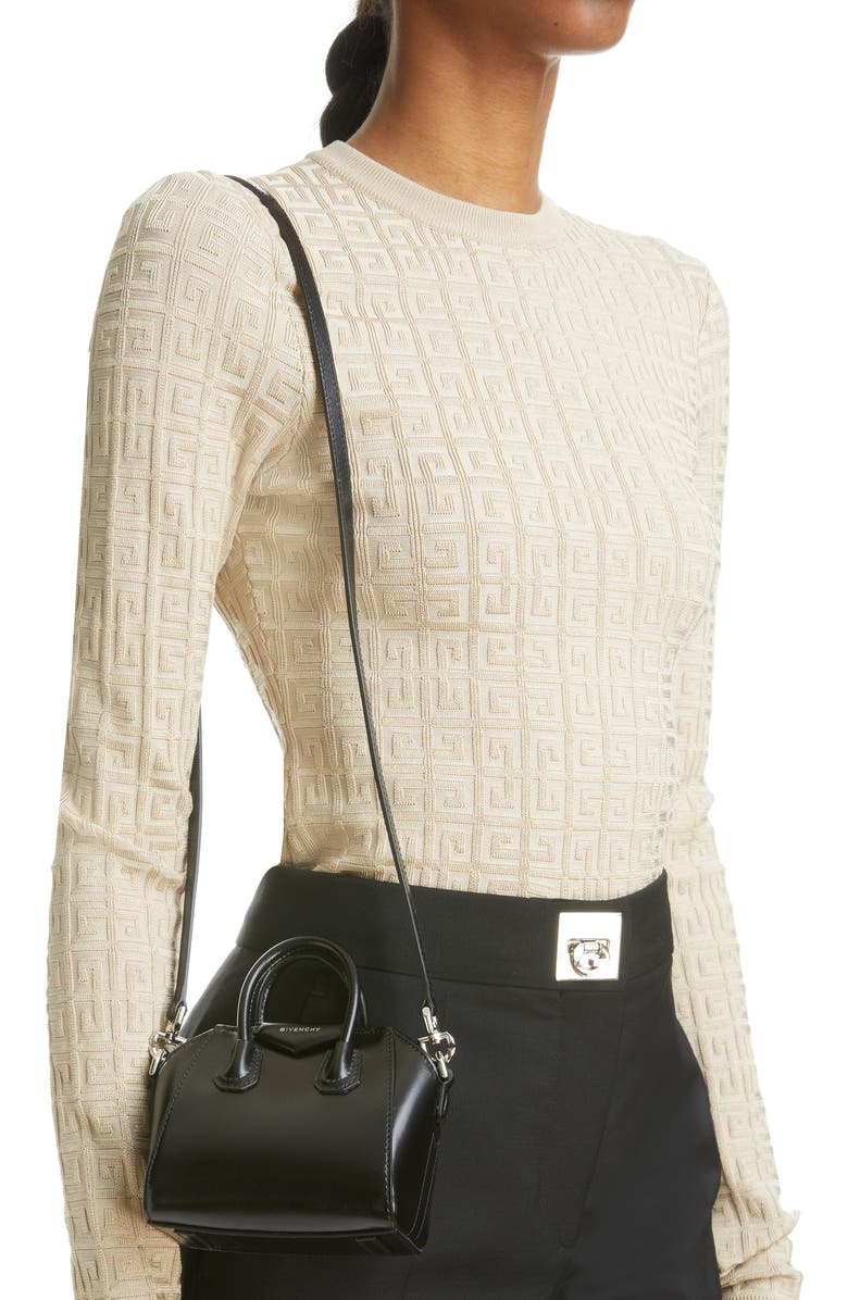 Givenchy Micro Antigona Leather Satchel, Alternate, color,