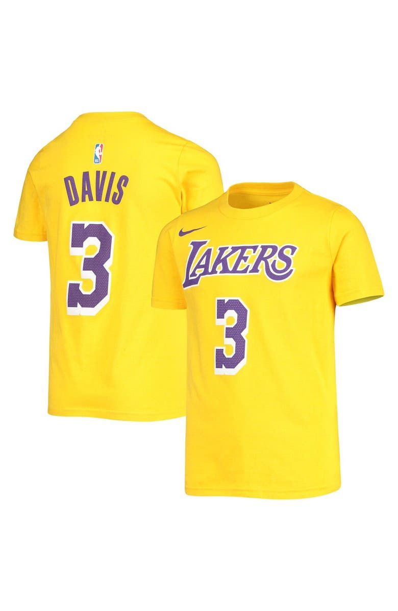 Nike Youth Nike Anthony Davis Gold Los Angeles Lakers Name & Number T-Shirt, Main, color, 