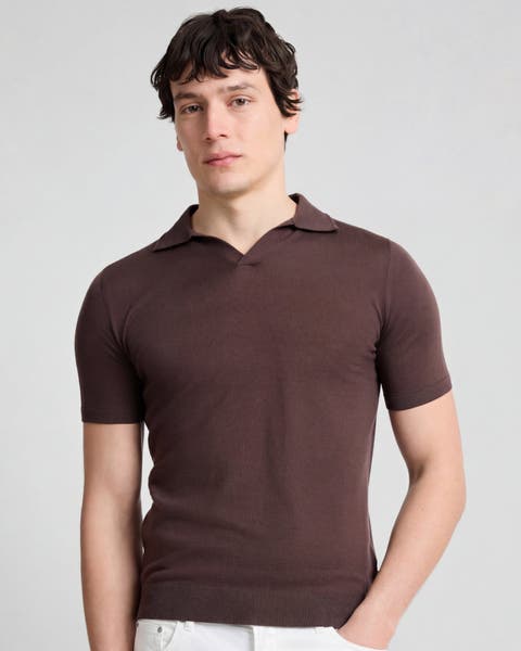 Extra Fine Merino Wool Short Sleeve Johnny Collar Polo