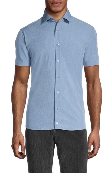 Microfiber Stretch Short Sleeve Button-Down Shirt