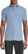 SOUL OF LONDON Microfiber Stretch Short Sleeve Button-Down Shirt