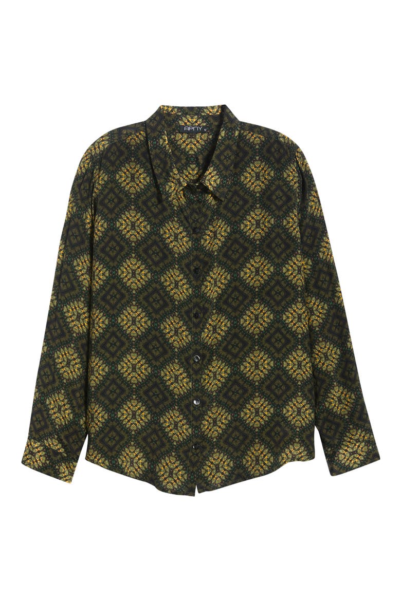 Print Roll Tab Sleeve Shirt, Alternate, color, MOSS/TOASTED OCHRE