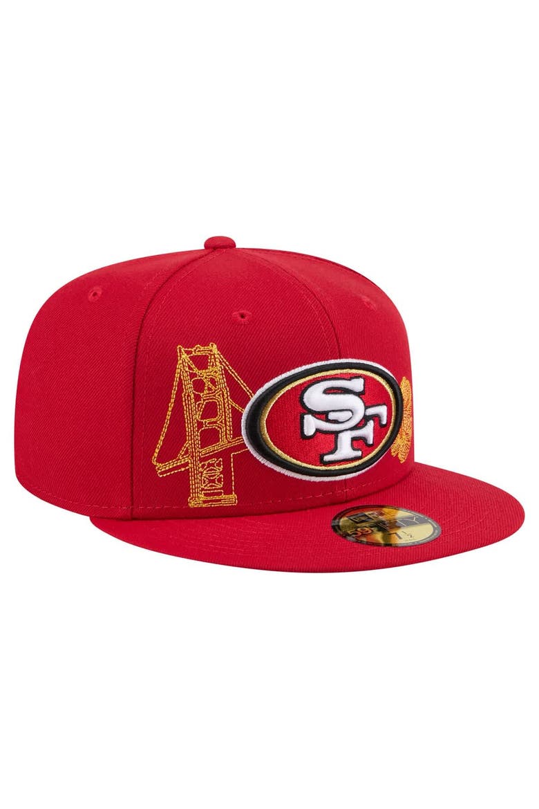 Men's New Era Scarlet San Francisco 49ers State Stitch 59FIFTY Fitted Hat, Alternate, color, Scarlet