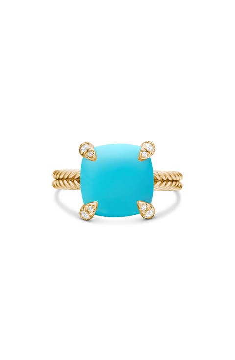 Châtelaine® Turquoise, Diamond & 18K Gold Ring
