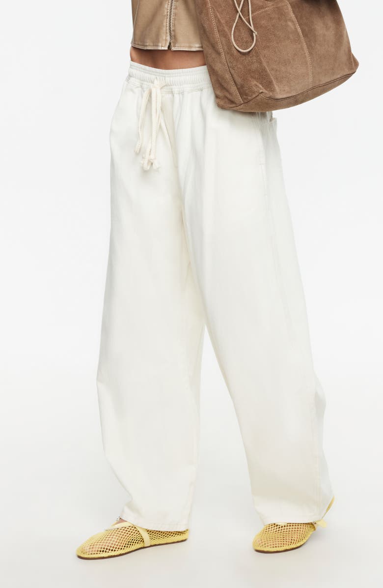 LIONESS Out of Office Cotton Drawstring Pants, Alternate, color, Sand
