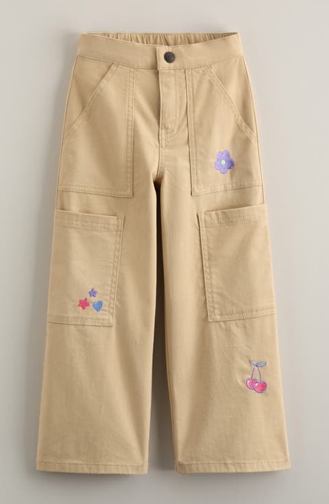 Kids' Embroidered Straight Leg Cargo Pants (Toddler, Little Kid & Big Kid)