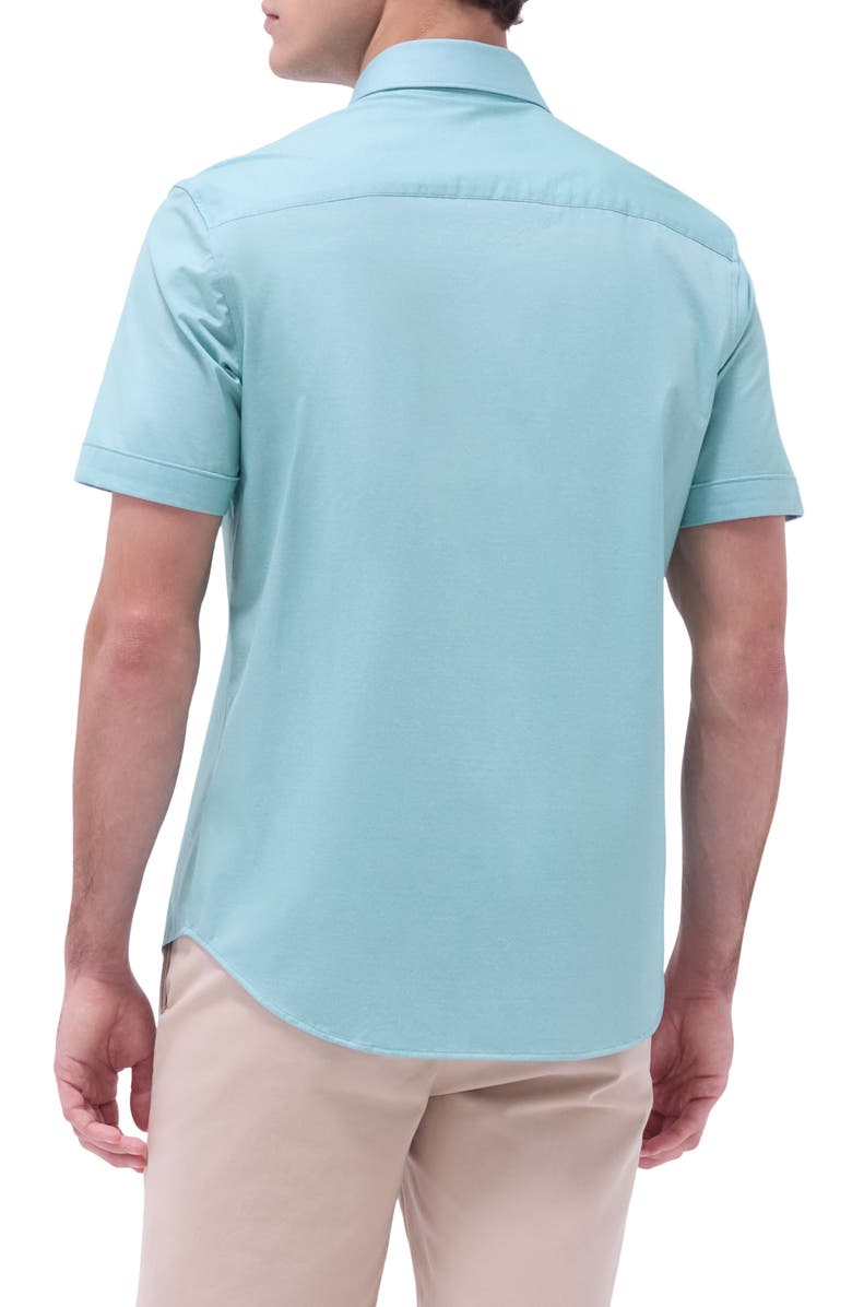 Bugatchi Myron OoohCotton<sup>®</sup> Solid Short Sleeve Button-Up Shirt, Alternate, color, Menthol