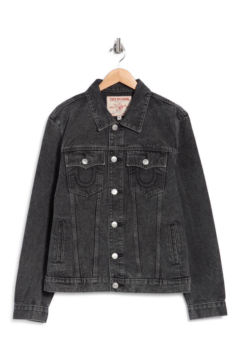 Jesse Studded Denim Trucker Jacket, Alternate, color, MECHANICAL BULL BLACK ACID
