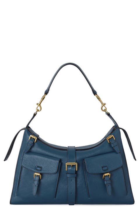 Roxanne High Shine Leather Shoulder Bag