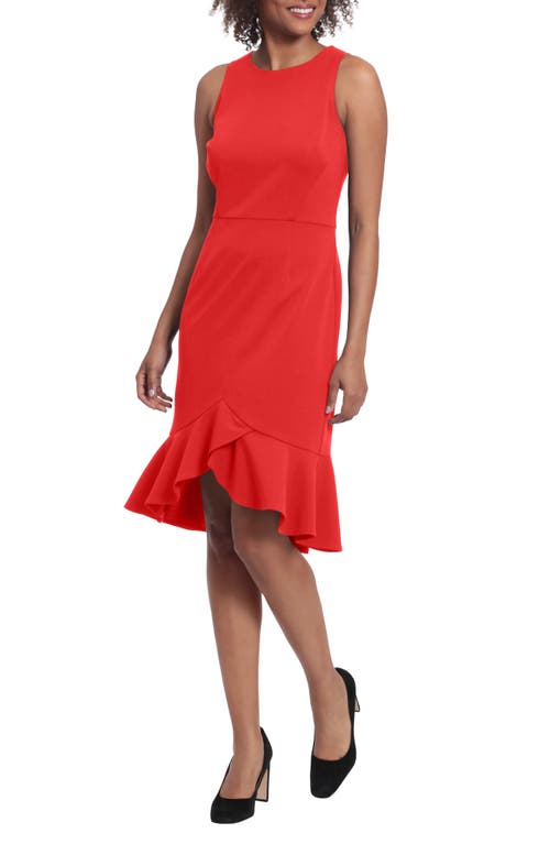 London Times Flounce Sheath Dress In Red