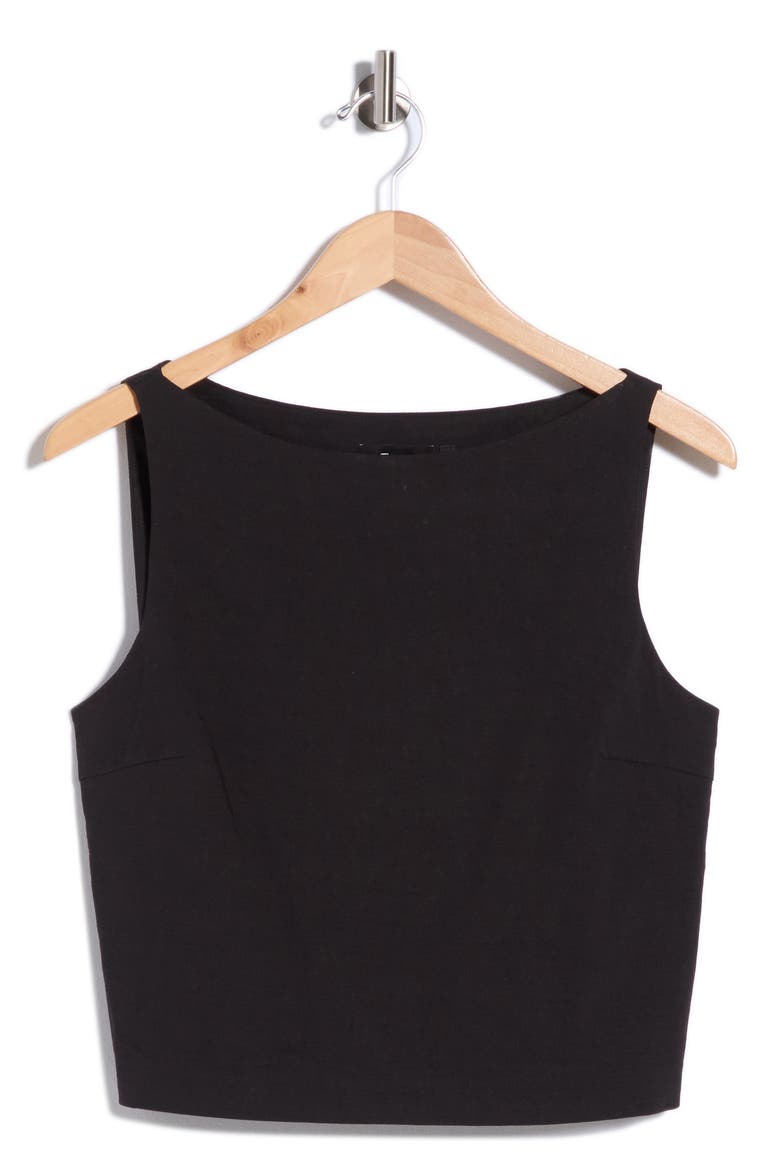 Boat Neck Sleeveless Shell, Alternate, color, BLACK