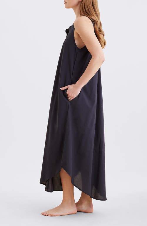 Papinelle Madison Button-up Maxi Nightgown In Black
