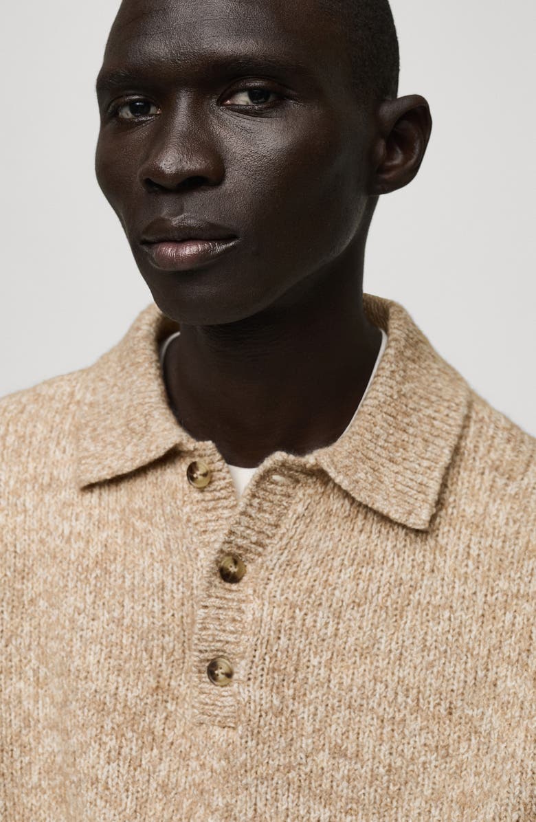 MANGO Marled Long Sleeve Polo Sweater, Alternate, color, 
