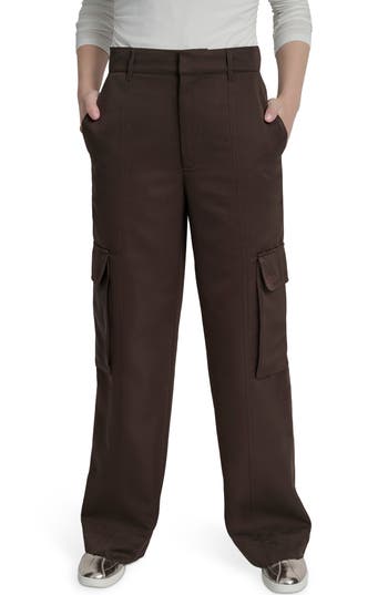 Dkny Jeans High Waist Wide Leg Cargo Pants In Brown