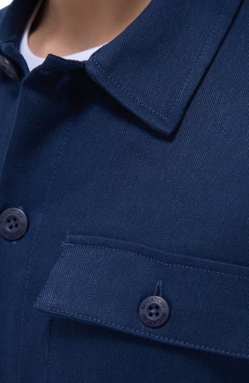 Bugatchi Linen & Cotton Stretch Shirt Jacket In Navy