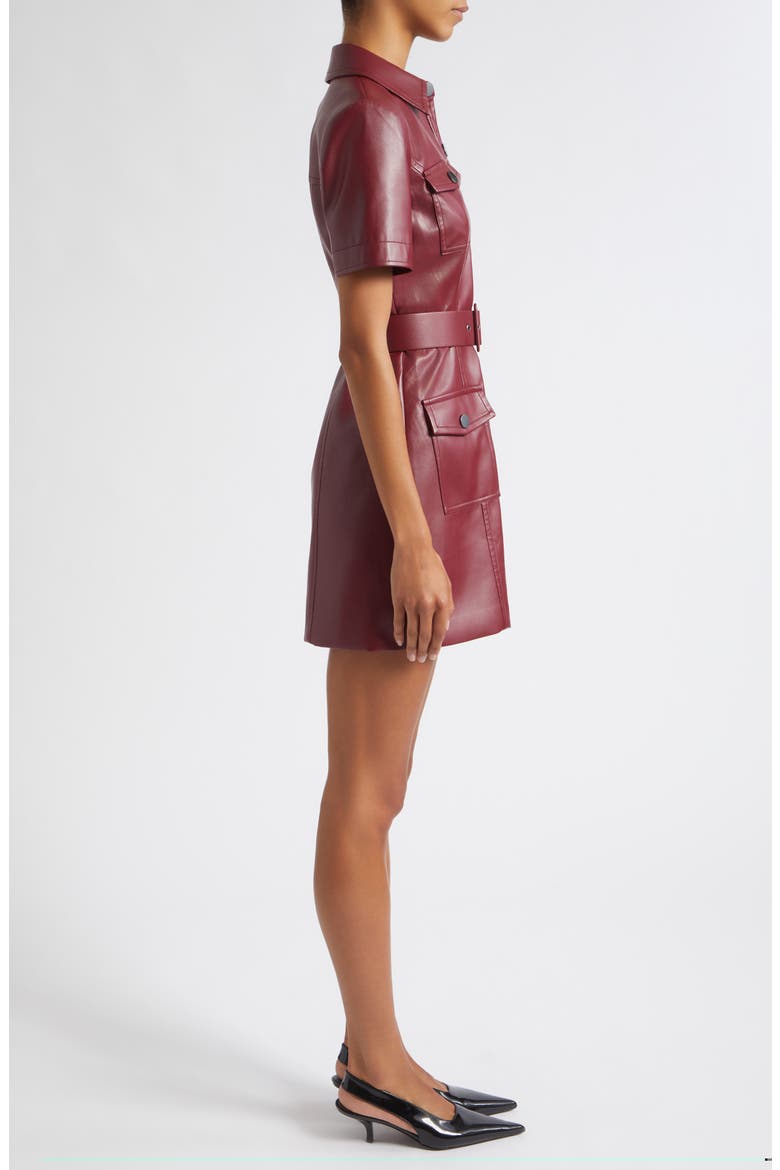Lydia Faux Leather Snap Front Minidress, Alternate, color, OXBLOOD