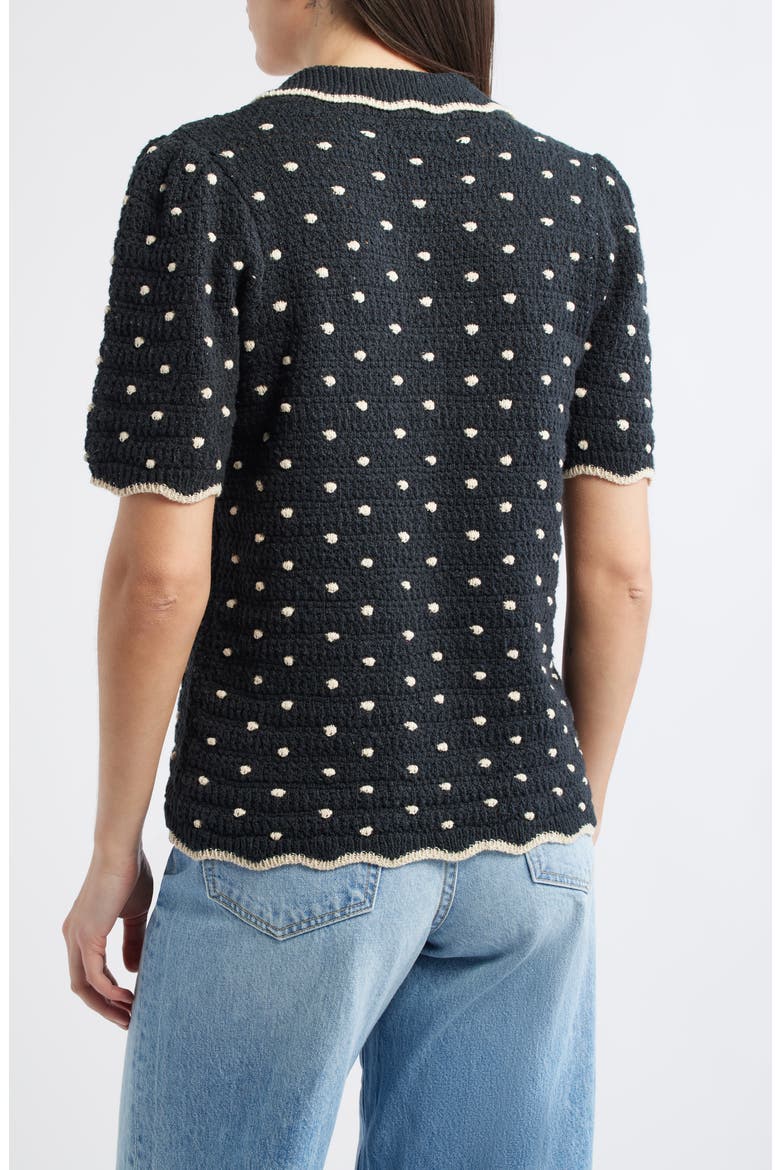 Dot Collar Sweater, Alternate, color, BLACK/ ECRU