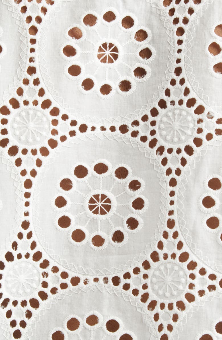 Milly Embroidered Eyelet Cotton V-Neck Top, Alternate, color, 