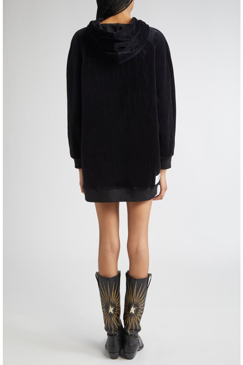Journey Collection Long Sleeve Velour Hoodie Minidress, Alternate, color, BLACK
