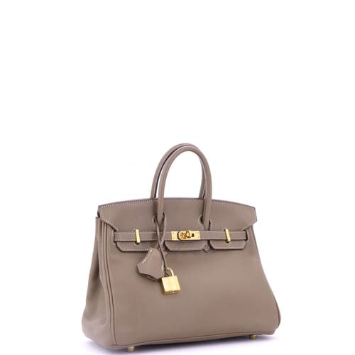 Pre-owned Hermes Hermes Birkin Handbag Grey Swift With Gold Hardware 25 In Brown