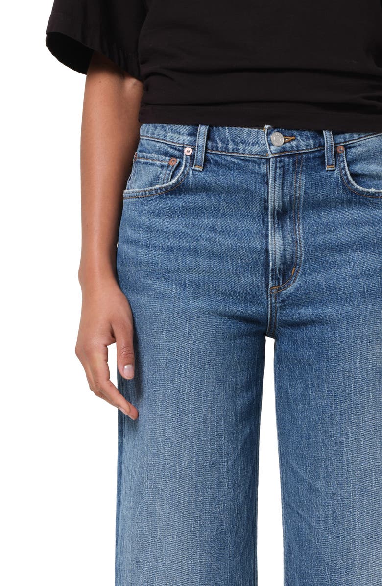 Ren Raw Hem High Waist Ankle Wide Leg Jeans