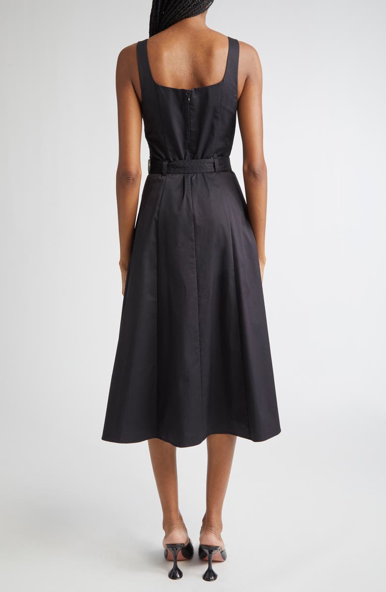 L'AGENCE Tazia Belted Cotton Blend A-Line Dress, Alternate, color, Black