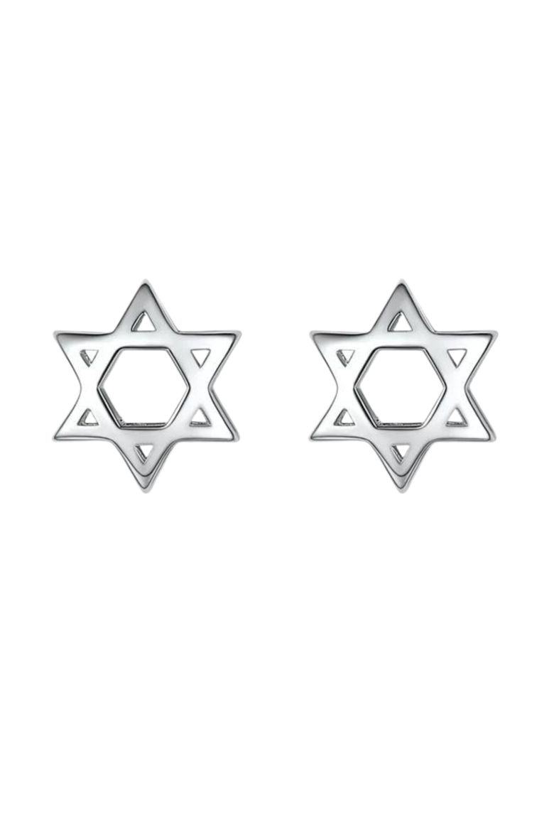 Kids' Sterling Silver Star of David Stud Earrings in Gift Bottle, Alternate, color, Silver