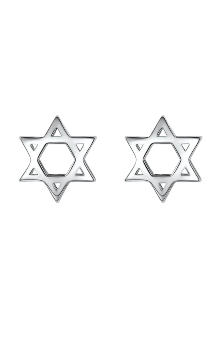 Little Miss Zoe Kids' Sterling Silver Star of David Stud Earrings in Gift Bottle, Alternate, color, Silver