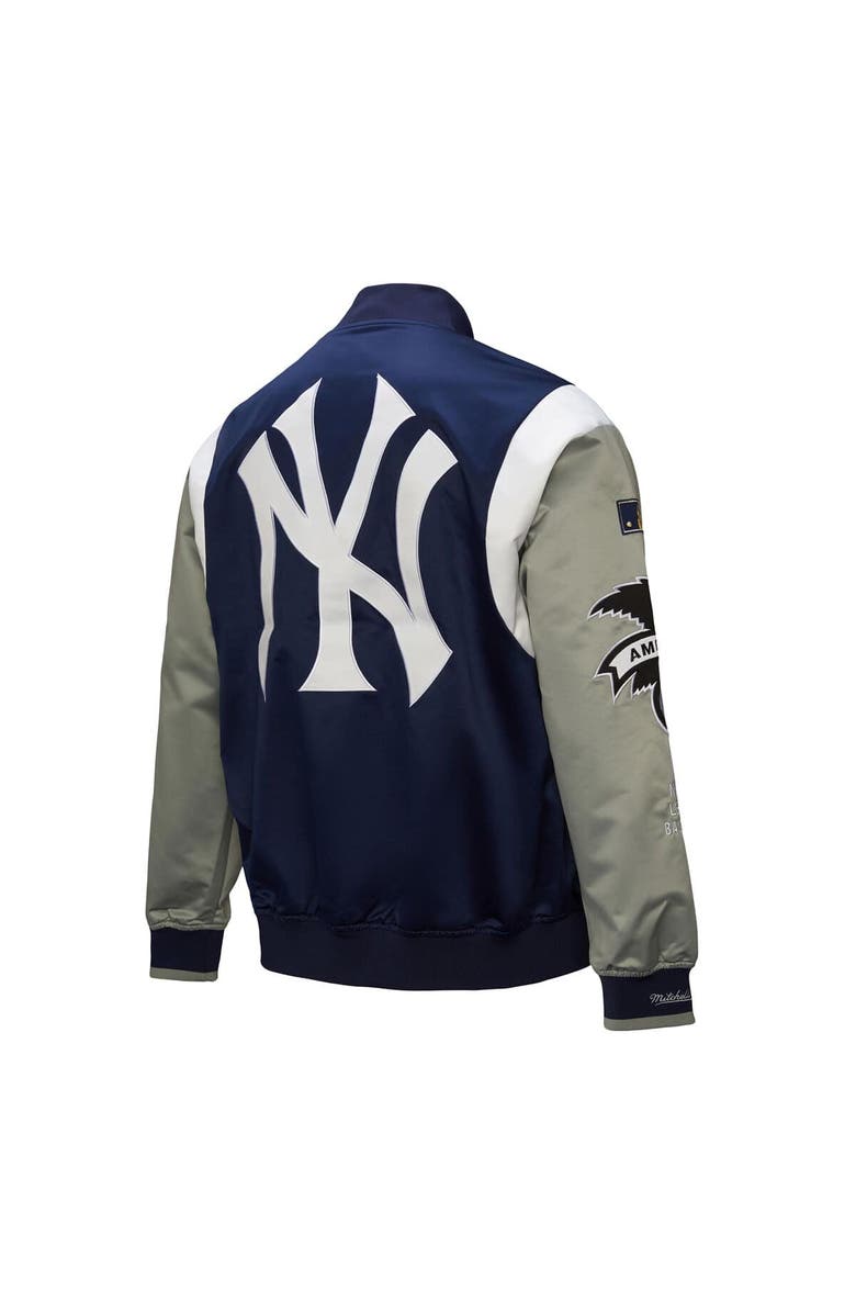 Mitchell & Ness Men's Mitchell & Ness Navy/Gray New York Yankees Cooperstown Collection Team Origins Satin Full-Snap Jacket, Alternate, color, Navy