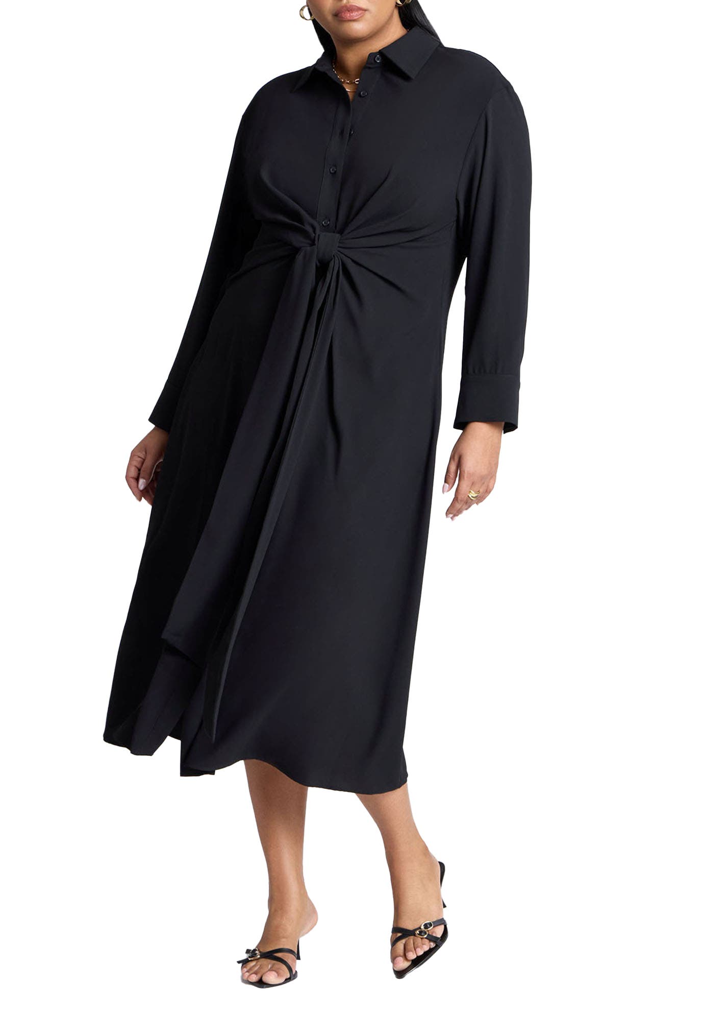 Tie Front Oversized Shirt Dress