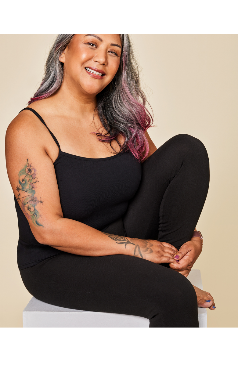 Meadow Luna Cotton Cami, Alternate, color, Black