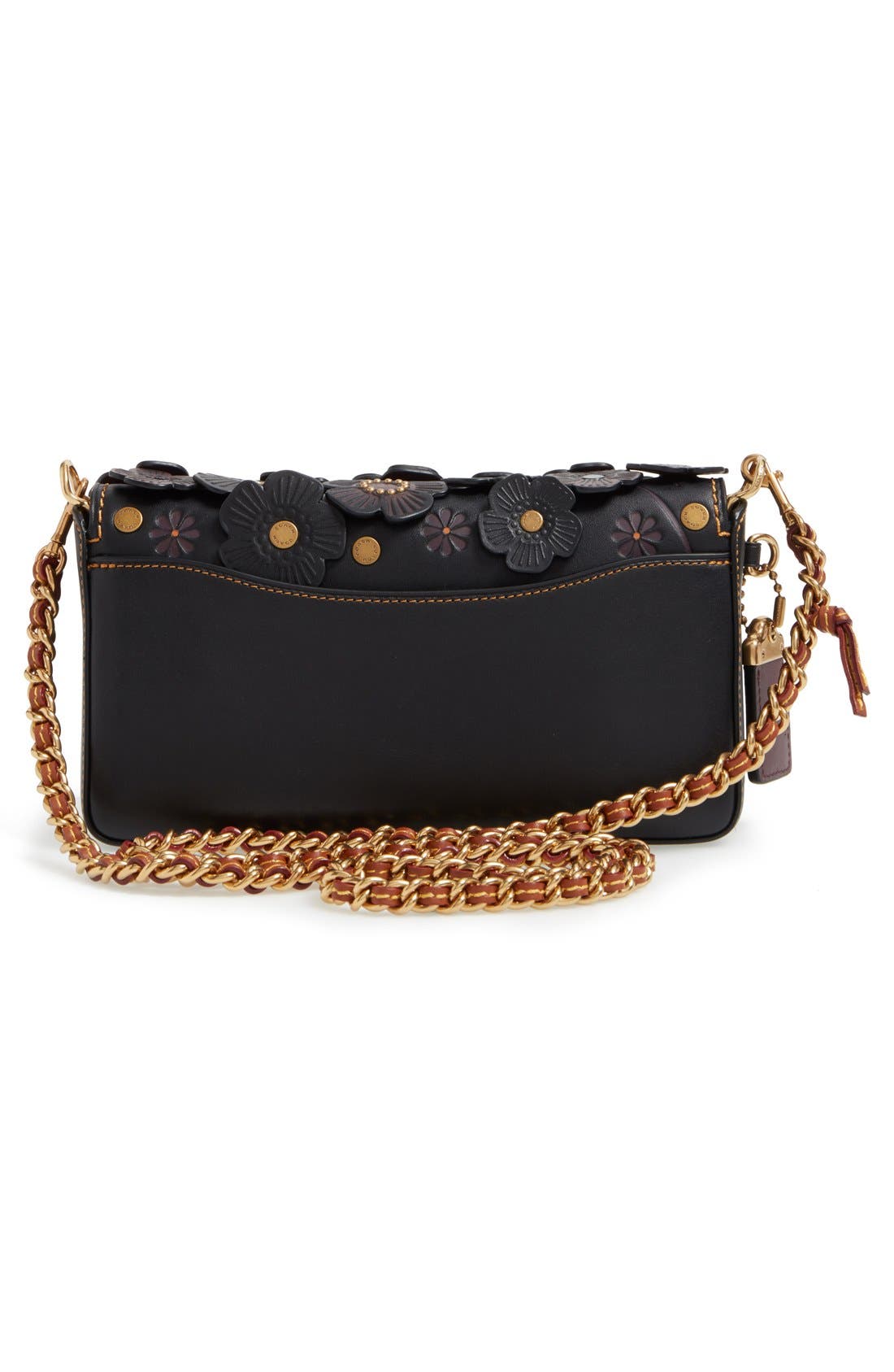 1941 'Dinky' Flower Appliqué Leather Crossbody Bag, Alternate, color, BLACK MULTI