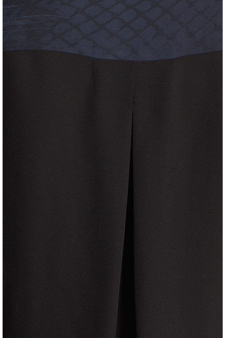 'Austen' Zip Front Mixed Media Blouse, Alternate, color, NAVY