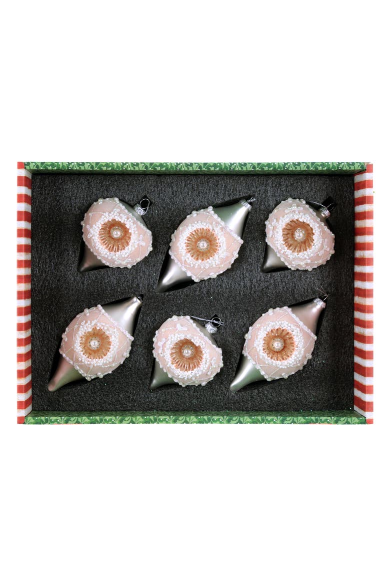 Pink Pearl Drop Ornament, Box of 6, Alternate, color, Salmon Peach