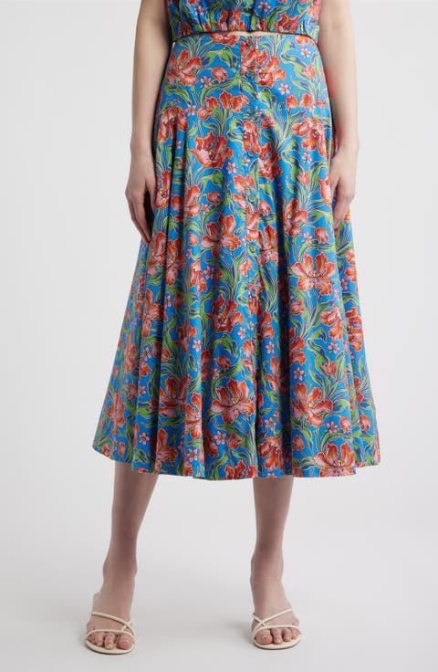 Tricia Floral Print Midi Skirt