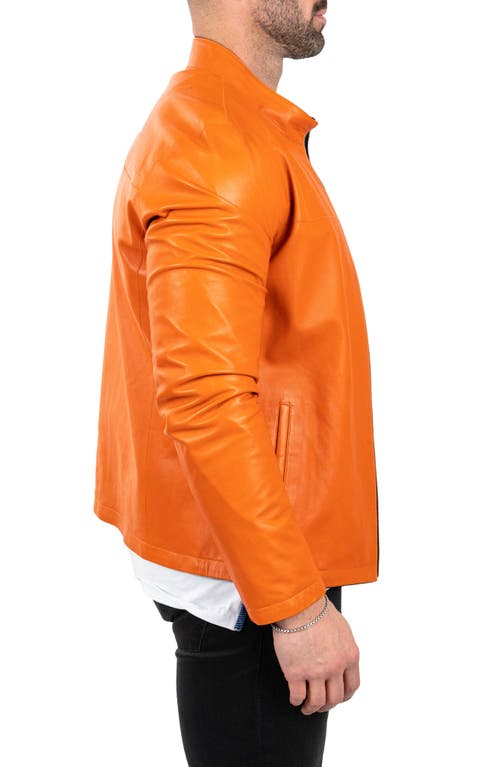 Maceoo Reversible Leather Jacket In Orange
