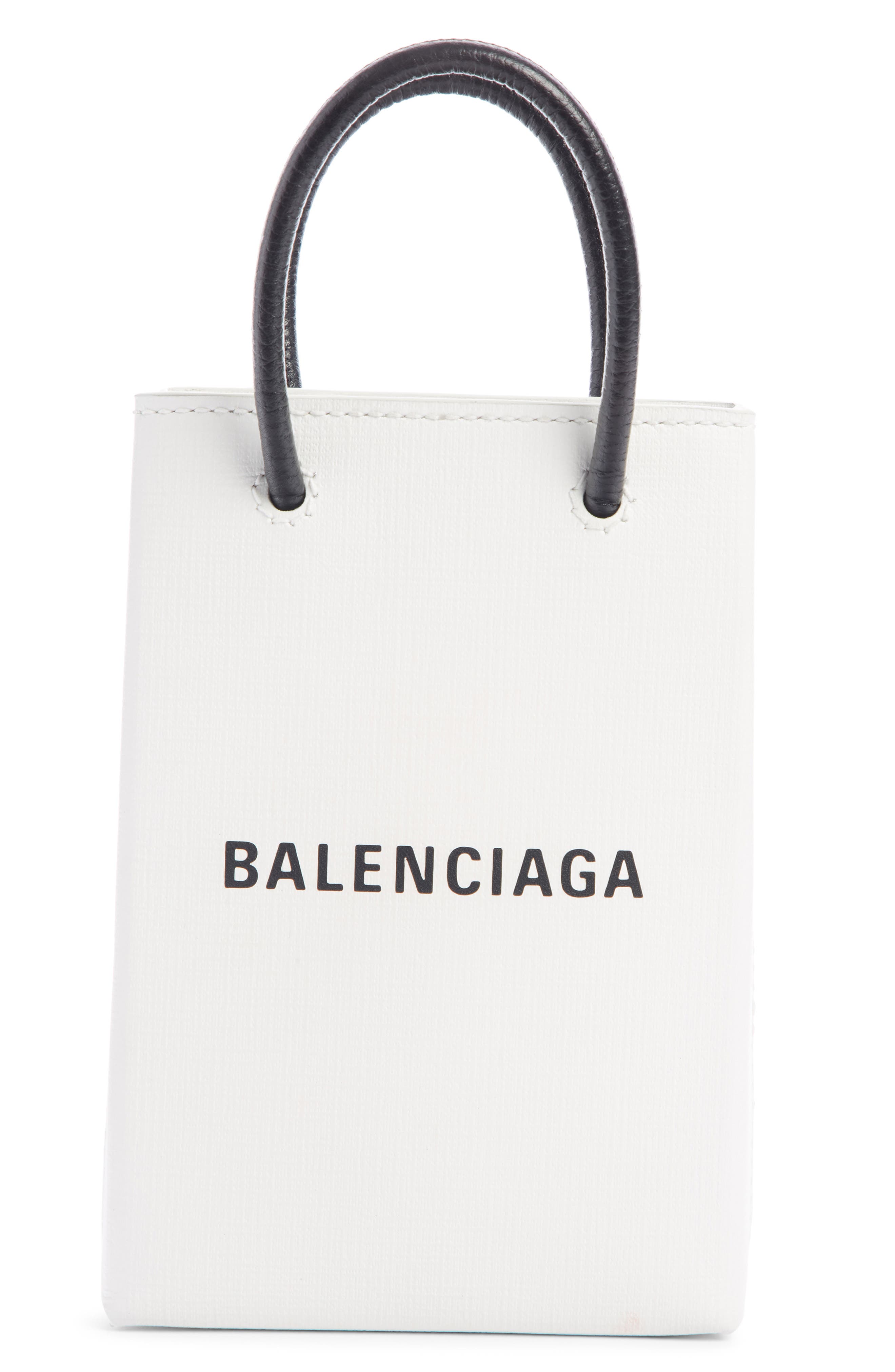Shopping Leather Crossbody Phone Bag, Main, color, WHITE