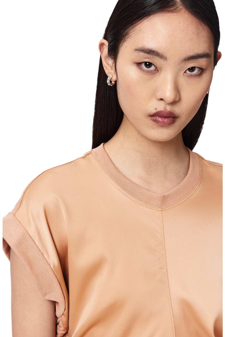 Mira Cinched Side Satin T-Shirt, Alternate, color, TUSCAN PINK