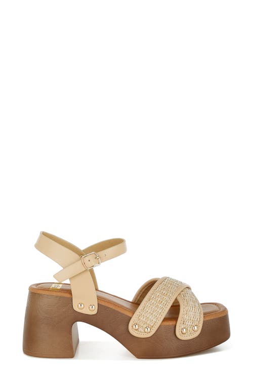 Rag & Co Women's Neutrals Qasa Studded Raffia Clog Sandals In Natural