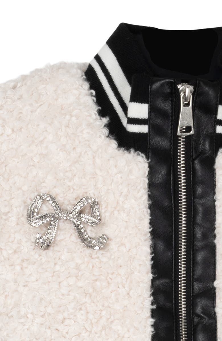 Rare Editions Kids' Faux Shearling Bomber Jacket, Alternate, color, Ivory