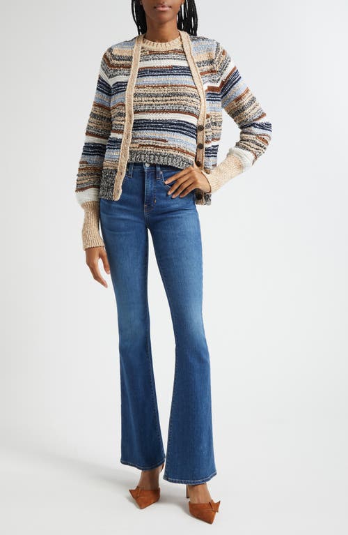 Veronica Beard Cecily Mixed Stripe Cotton Cardigan In Multi