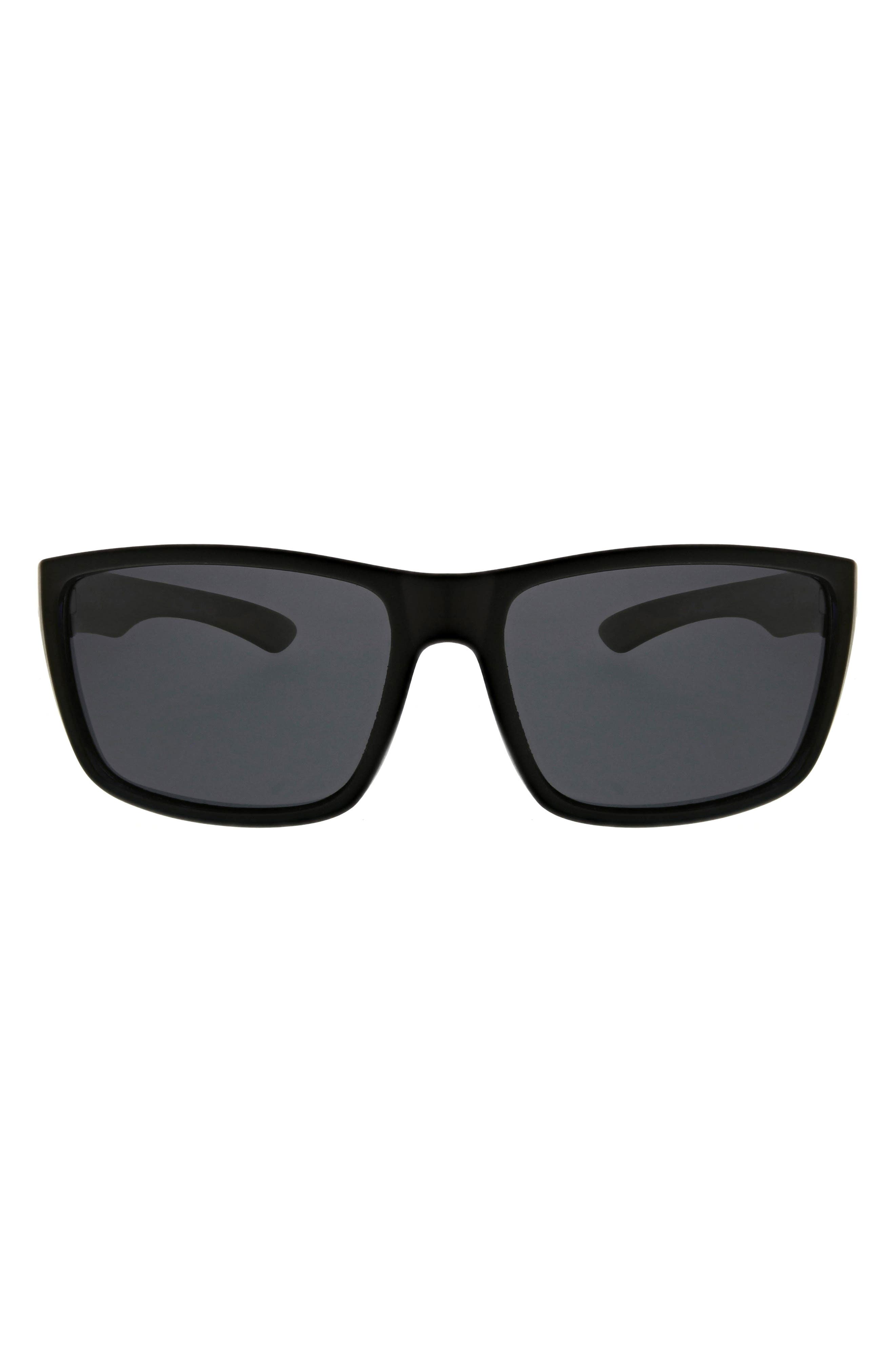 Hurley 52mm Beveled Polarized Rectangular Wrap Sunglasses