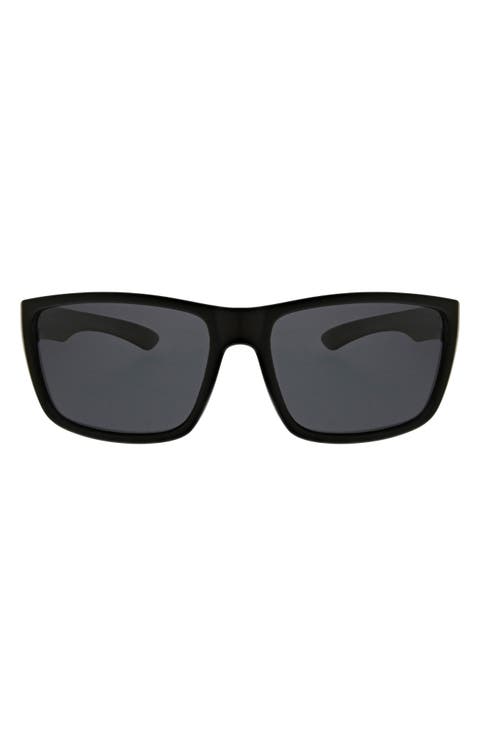 52mm Beveled Polarized Rectangular Wrap Sunglasses