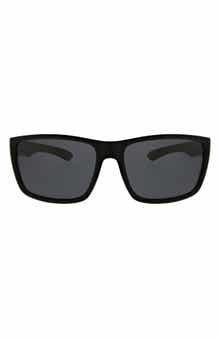 Hurley 52mm Beveled Polarized Rectangular Wrap Sunglasses