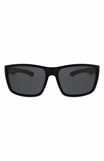 Hurley 52mm Beveled Polarized Rectangular Wrap Sunglasses