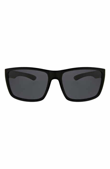 Hurley 52mm Beveled Polarized Rectangular Wrap Sunglasses