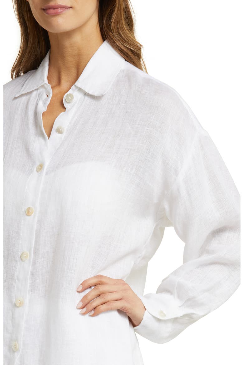 Playa Oversize Linen Cover-Up Shirt, Alternate, color, WHITE ECO LINEN