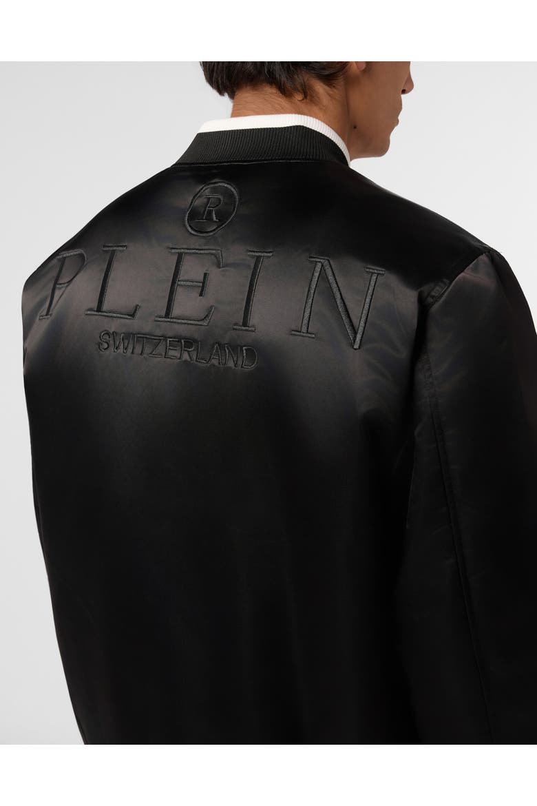 Satin College Bomber Plein Logo Men, Alternate, color, black